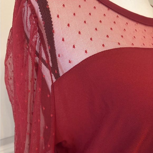 Red sexy romantic sheer sleeve flutter sleeve blouse size XL - Picture 7 of 12